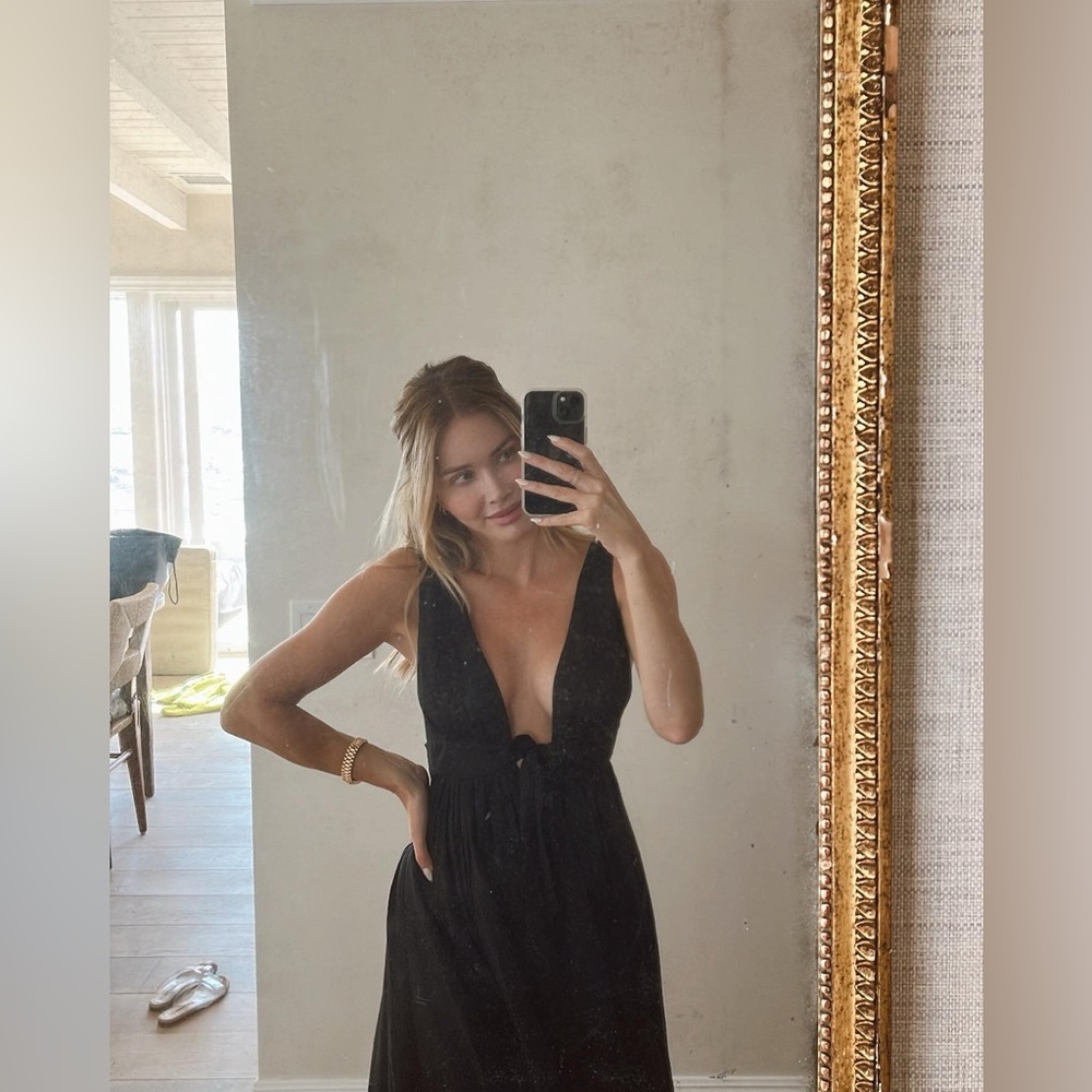 Zimmermann Anneke Tie Front Long Dress in Black Size 2/US 8